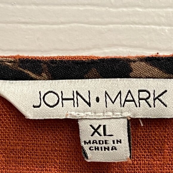 John Mark Orange Tunic Top Blouse Long Sleeves w/ Tie Wrists Buttons Women's XL - Picture 8 of 12